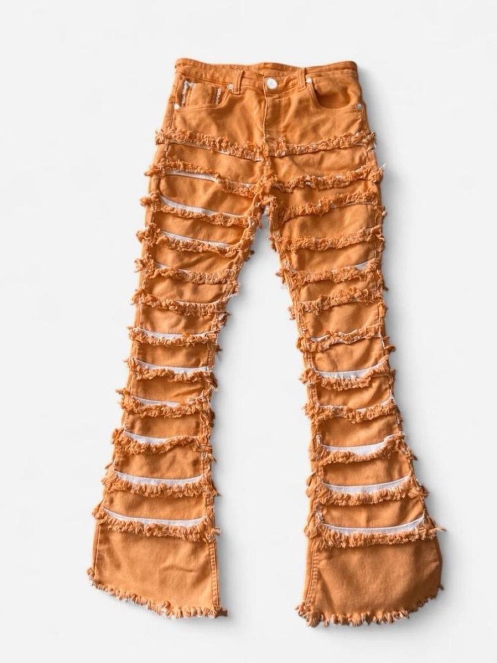 Frayed Cutout Orange Women's Jeans